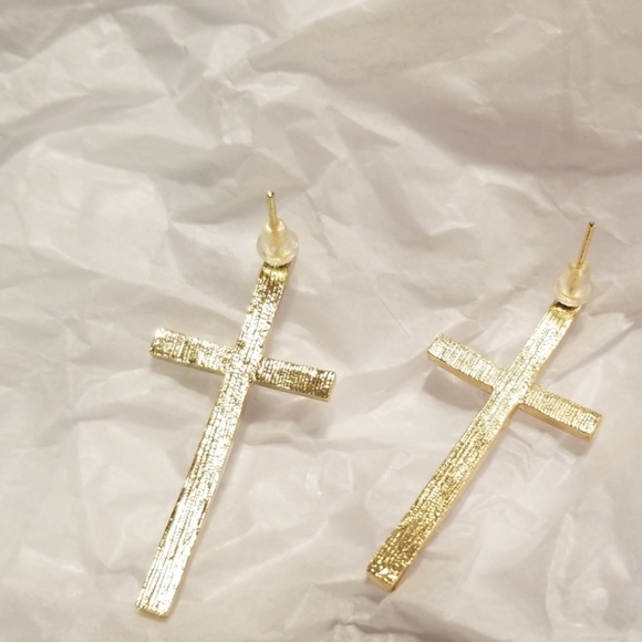 Gold Cross Earrings - Picture 4 of 7